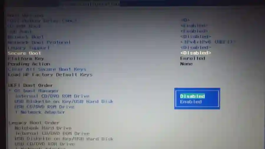Enable secure boot mode
